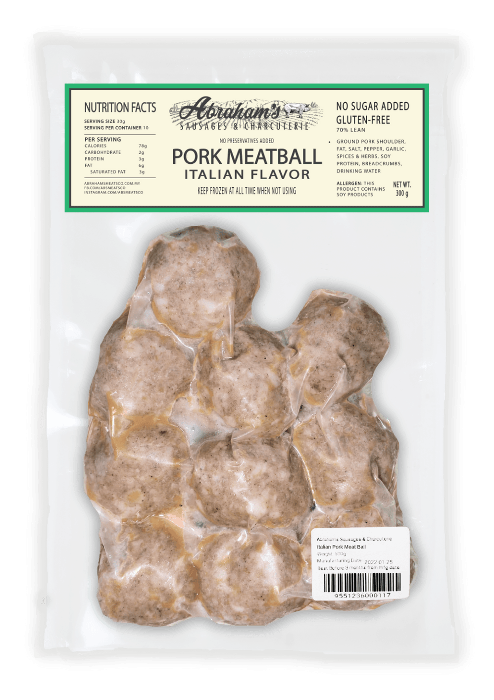 Ital MB Product Mockup | Abrahams Sausages Meats Malaysia Abrahams Sausages Meats Malaysia italian pork meatball packaging artisanal